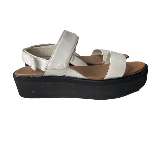 Everlane Womens The Leather Platform Sandal Size 10 White Chunky Adjustable - Picture 2 of 13